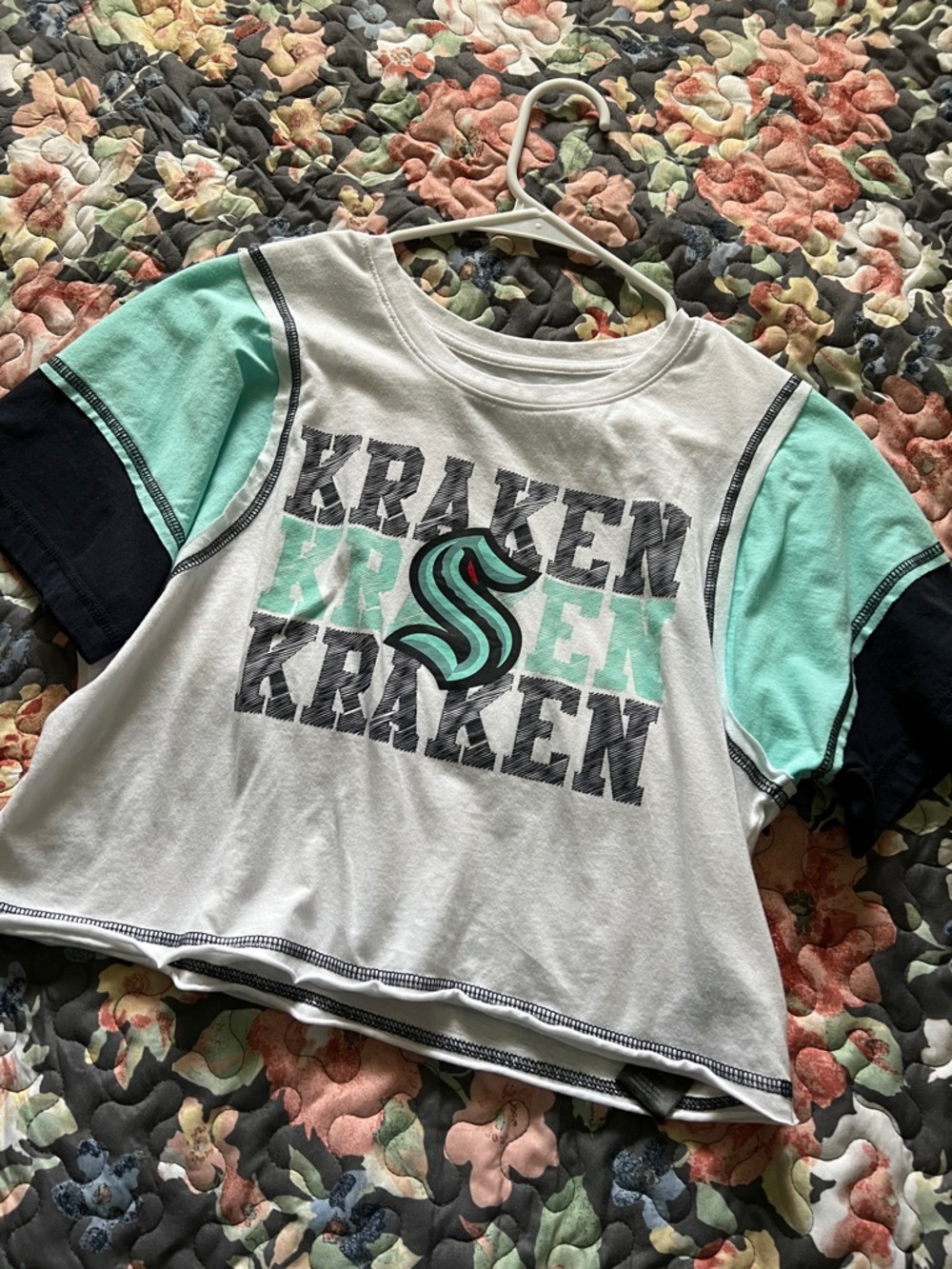 Kraken Graphic Kids Tee in White and Mint